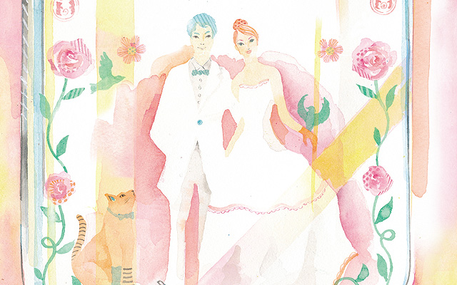 結婚式 新郎新婦の水彩イラスト