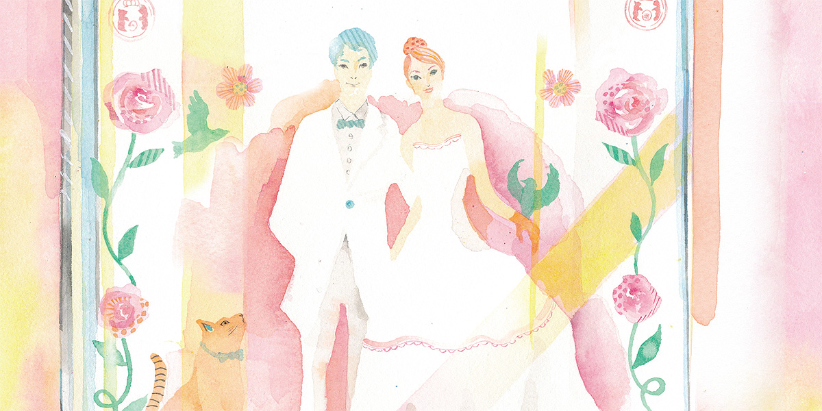 結婚式 新郎新婦の水彩イラスト